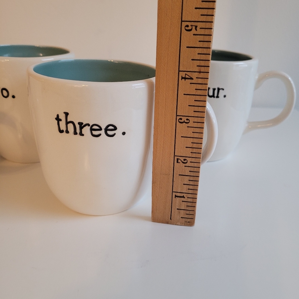 Magenta Exclusive by Rae Dunn White and Blue Modern  Mugs Set of 4 Numbered - Picture 6 of 11